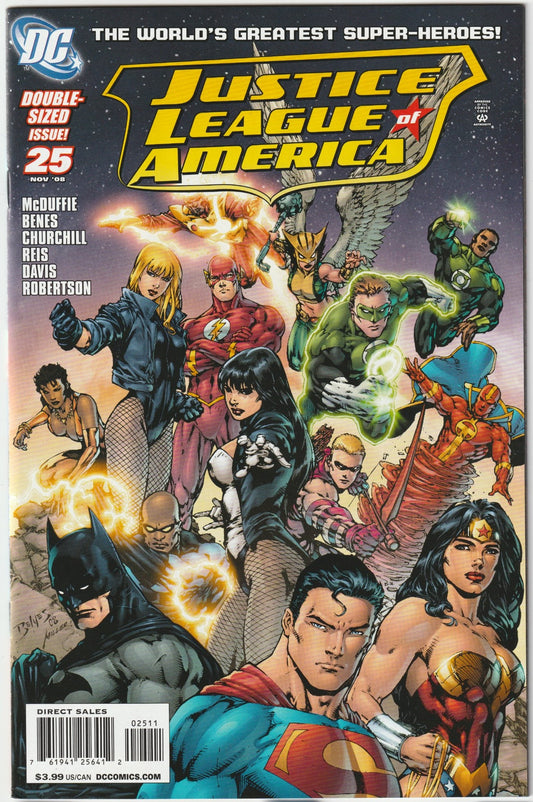 Celebrate a milestone with Justice League of America (2006) #25, a collector’s treasure loaded with investment promise! Released in September 2008, this oversized issue marks the series’ 25th chapter, as McDuffie weaves a Vixen-centric tale of power and peril post-Amazo. Benes’ art dazzles in this anniversary special.