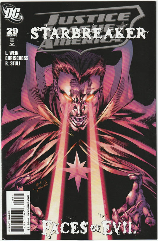 Justice League of America (2006) #29
Battle across dimensions in Justice League of America (2006) #29, a collector’s gem with investment flair! Released in January 2009, this issue escalates the Shadow Cabinet clash, as the League faces Starbreaker’s cosmic wrath. McDuffie and Benes craft a multiversal epic.
Investment Potential & Market Value Highlights: Cosmic stakes in JLA #29 ride a $17.69 billion market (2025). Mid-grade copies trade at $15-$25, slabs at $50-$75+. Starbreaker’s return and crossover hyp