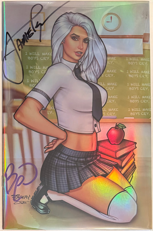 White Widow #5 - I Make Boys Cry Virgin Holo-Foil Kickstarter Edition, 2x Signed by Tyndall & Powell with COA  (Copy A- Purple/BLK Sigs)