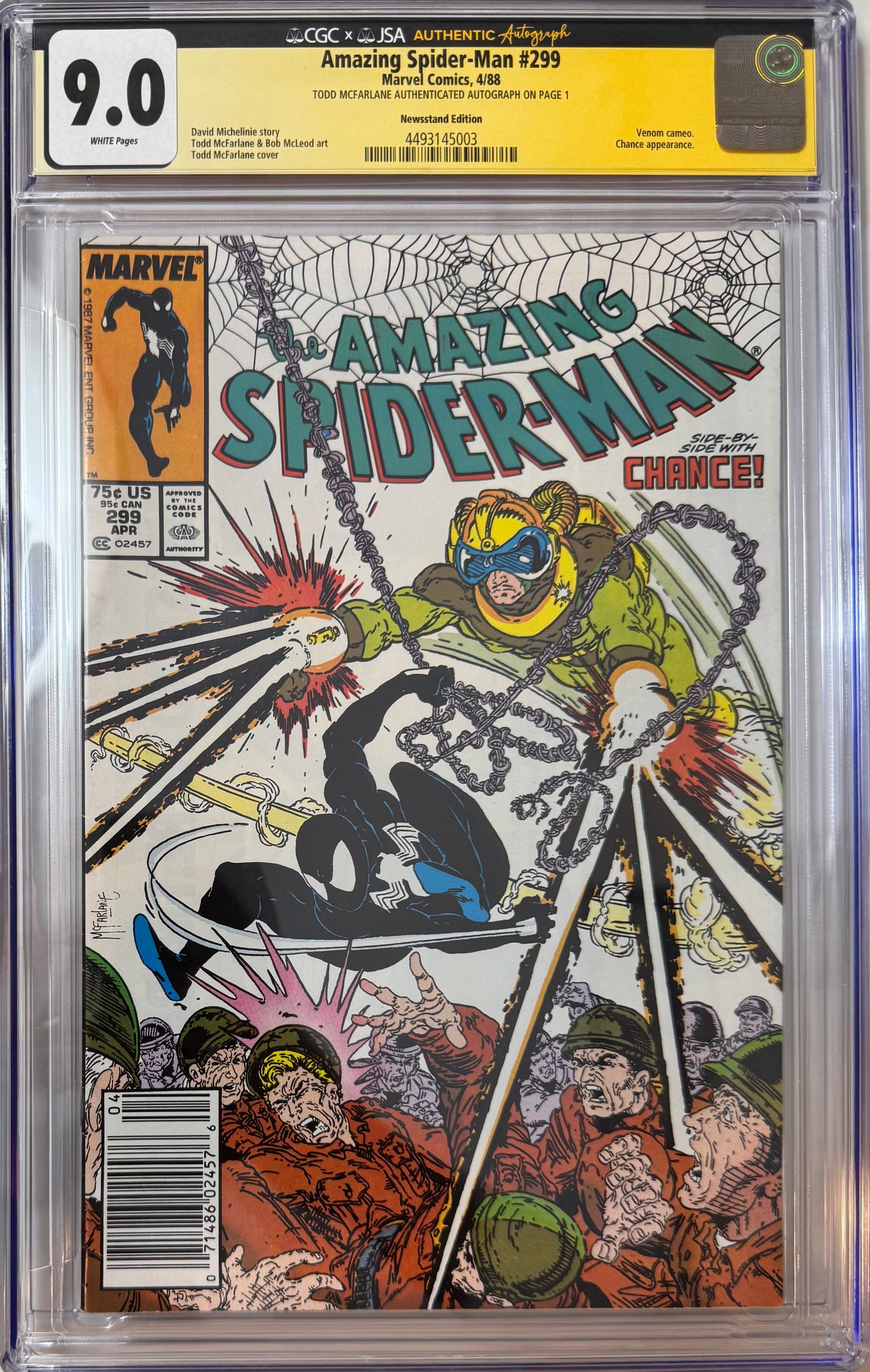 V.I.P. A Bundle – VegasComics.com Exclusive! - $3,445 Value! 500 Blind Bags + Amazing Spider-Man #299 Newsstand Edition CGC 9.0 – White Pages, Signed by Todd McFarlane, First Venom Cameo & First McFarlane Solo ASM Cover