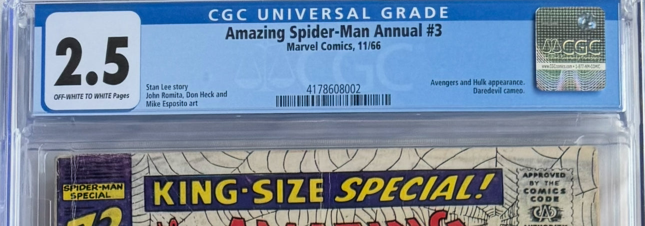 Amazing Spider-Man Annual #3 (CGC 2.5) – Daredevil, Avengers, and Hulk Appearances