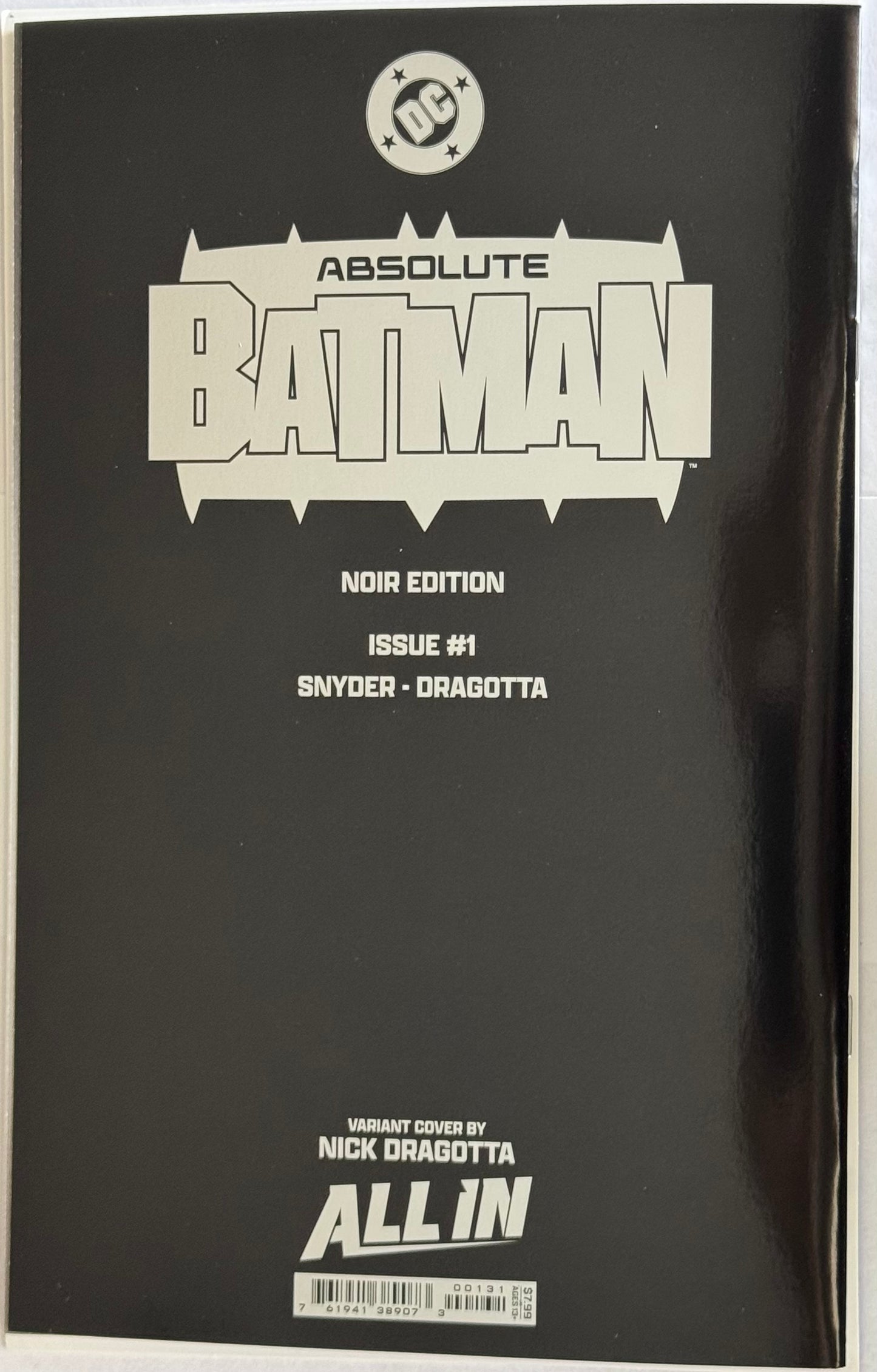 Absolute Batman #1 Noir Edition (2024) Virgin Foil Dragotta Variant Cover (NM/NM+)