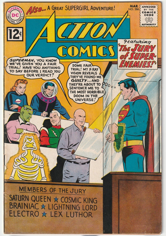 Action Comics #286 "The Jury of Super-Enemies!" & Supergirl: "The Death of Luthor!" (VG/FN)