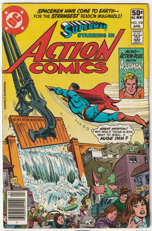 Action Comics #518 "Superman: Treasure Hunt on a Small Planet!" & "Aquaman: Beyond the Poseidon Adventure"  (Newsstand - FN+)