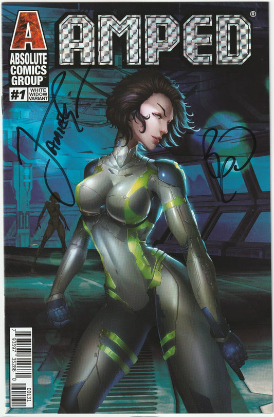 Amped #1 White Widow Variant Spot Holo-Foil Signed by Tyndall & Powell with COA