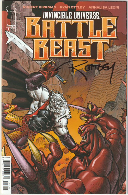 Invincible Universe: Battle Beast #1D – First Print, E.J. Su 1:10 Incentive Variant Cover, Signed by Ryan Ottley (NM/NM+)
