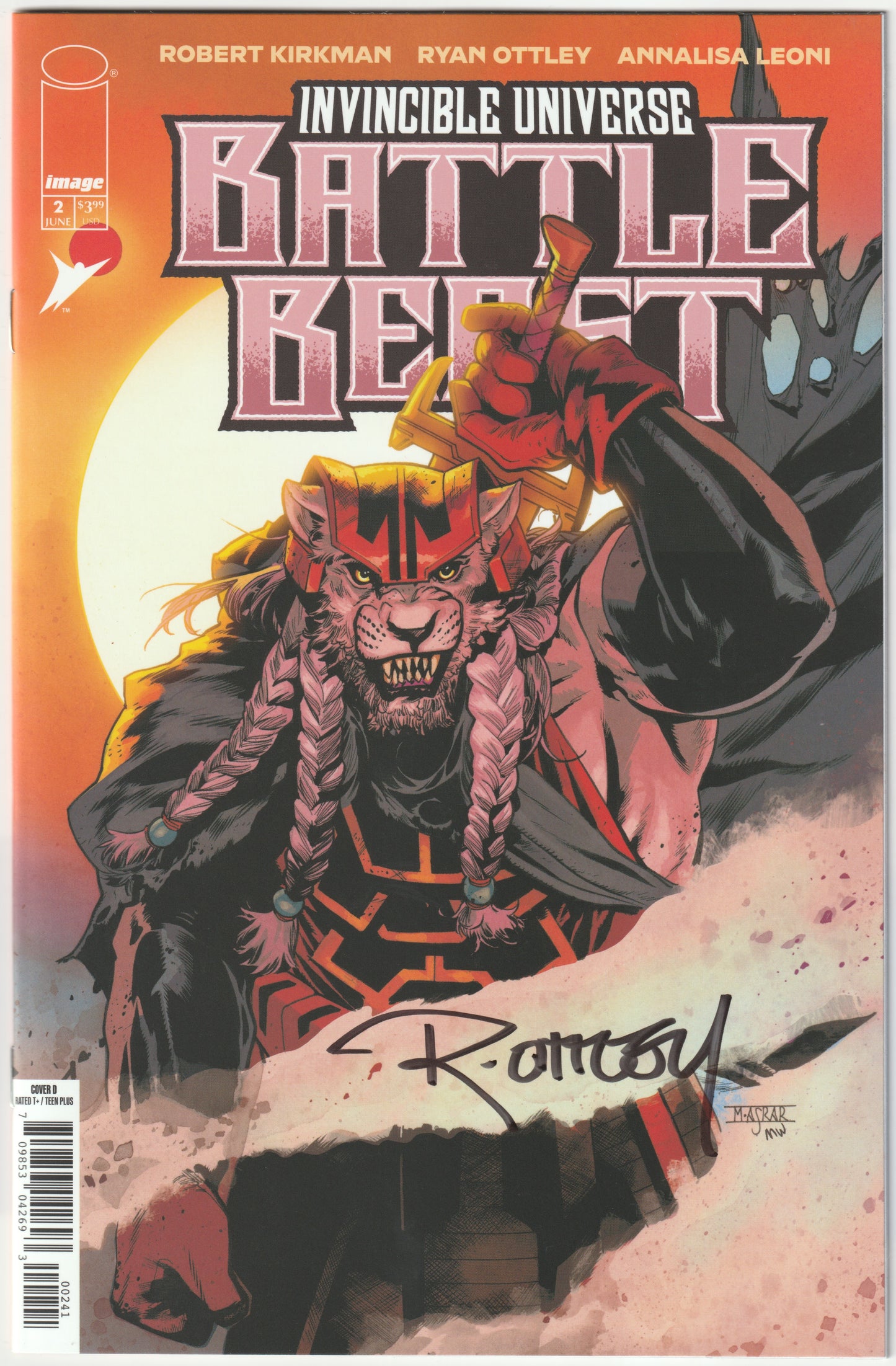 Invincible Universe: Battle Beast #2D – First Print, Mahmud Asrar & Matthew Wilson 1:25 Incentive Variant Cover, Signed by Ryan Ottley (NM/NM+)