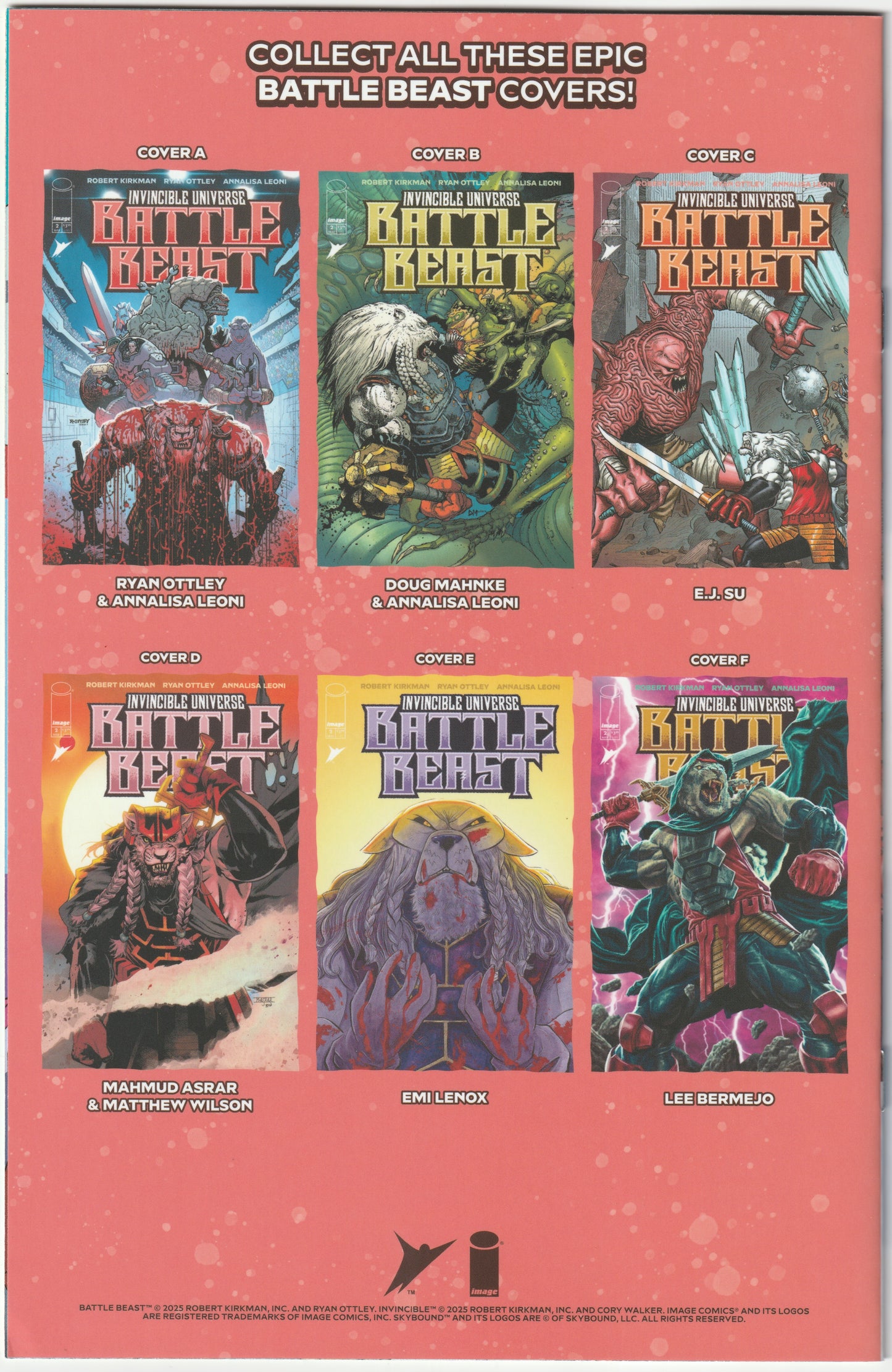 Invincible Universe: Battle Beast #2C – First Print, E.J. Su 1:10 Incentive Variant Cover, Signed by Ryan Ottley (NM/NM+)