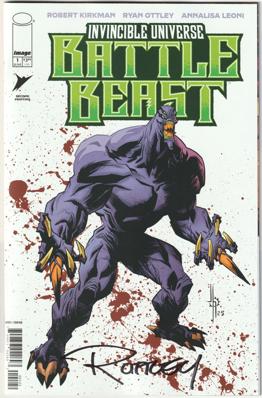 Invincible Universe: Battle Beast #1B – Second Print, Cover B Jason Howard Variant, Signed by Ryan Ottley (NM/NM+)