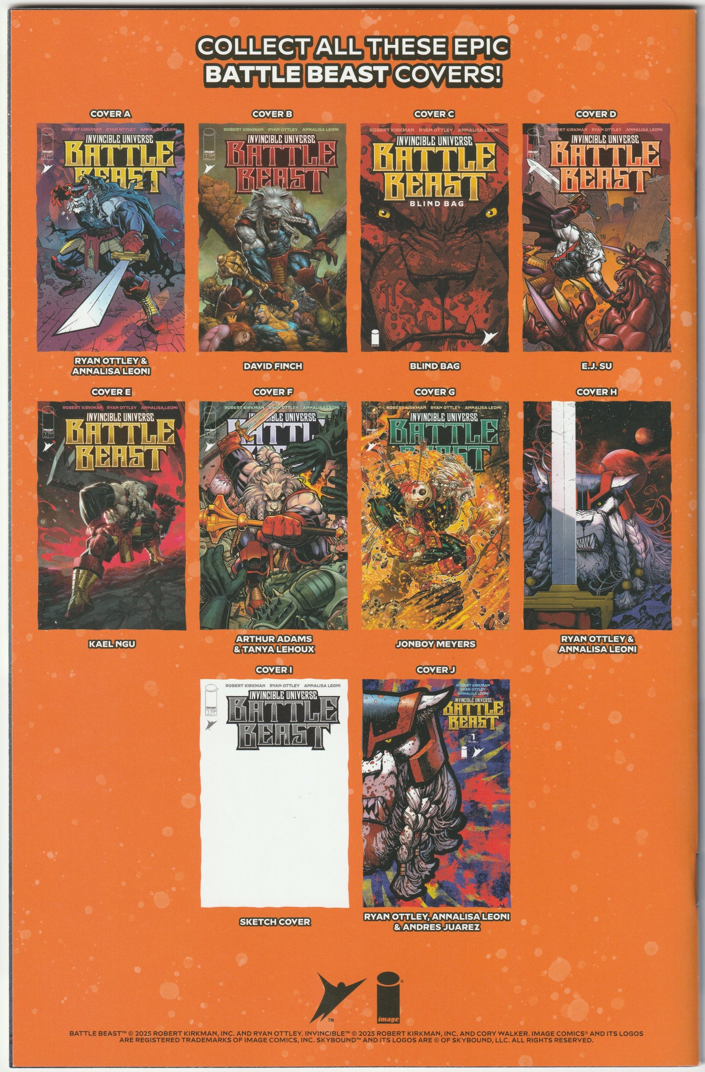 Invincible Universe: Battle Beast #1C – Second Print, Cover C Ryan Sook 1:10 Incentive Variant, Signed by Ryan Ottley (NM/NM+)