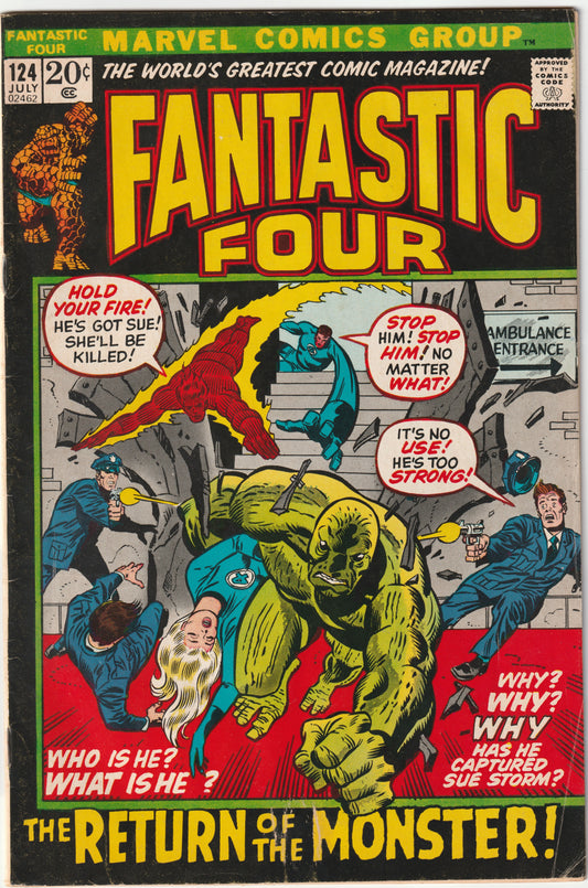 Fantastic Four #124 "The Return of the Monster!"  (VG/VG+)