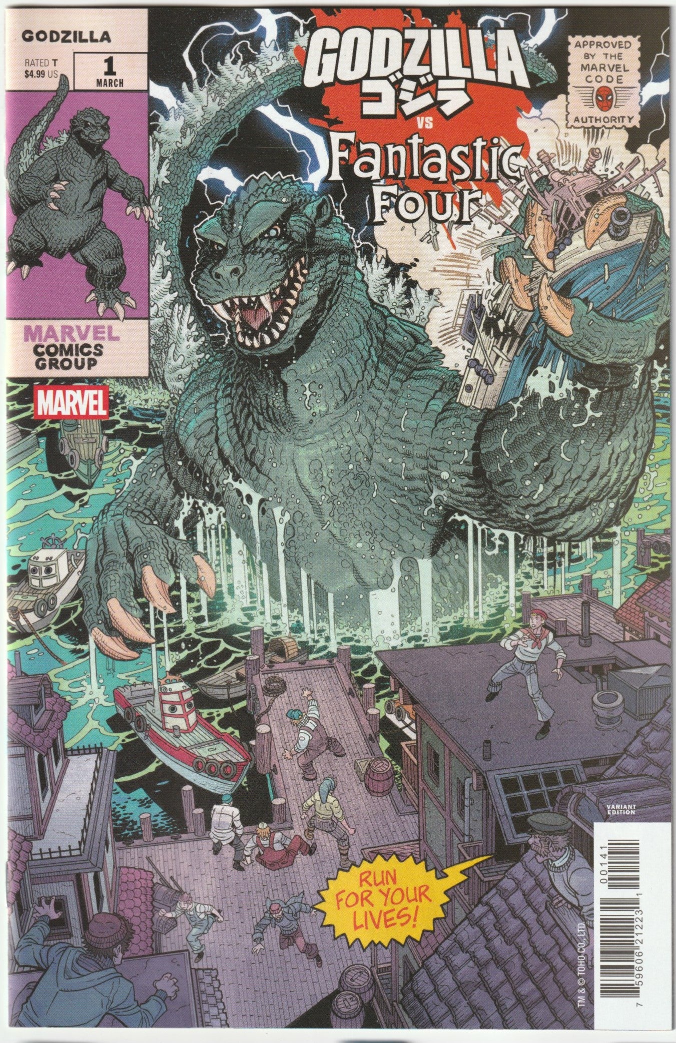 Godzilla vs. Fantastic Four #1 - 1st Print - Nick Bradshaw Monster Homage Cover – Marvel Comics 2025 (NM)