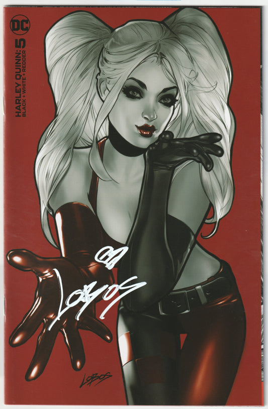 Harley Quinn: Black + White + Redder #5 Pablo Villalobos Virgin Variant Cover Signed with Heart Remark and COA – DC Comics 2023 (NM/NM+)