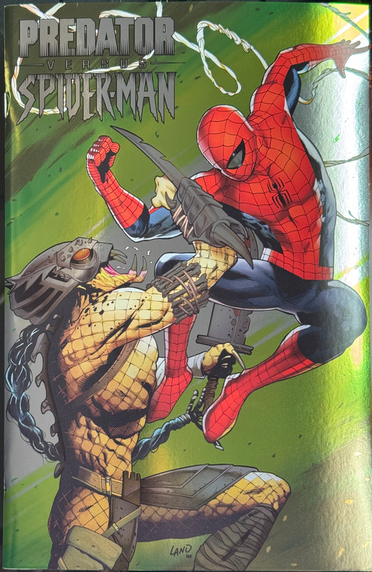 Predator vs. Spider-Man #1 Greg Land Foil Variant Cover – Marvel Comics 2025 (NM/NM+)