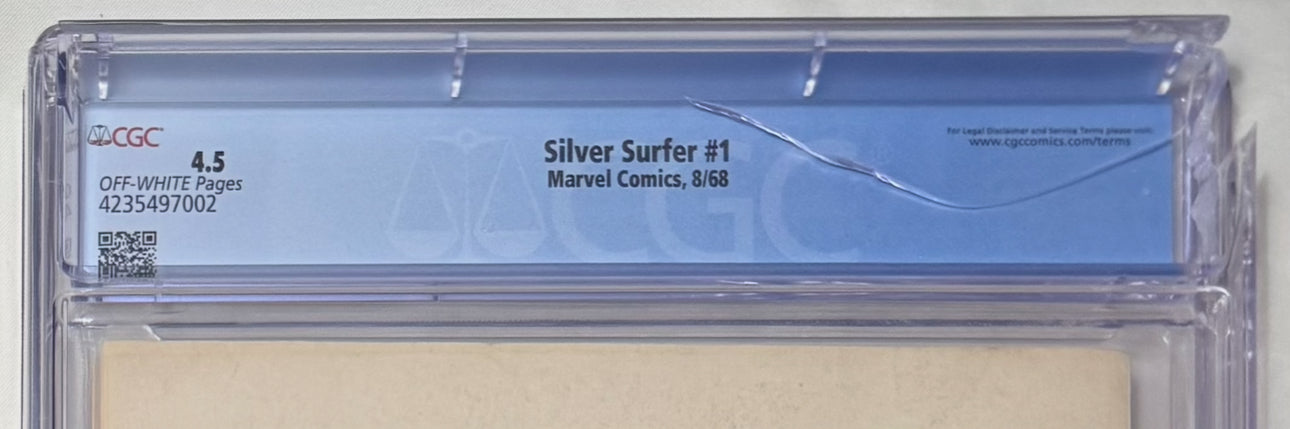 Silver Surfer Vol. 1 #1 "The Origin of the Silver Surfer!" – Marvel Comics 1968 (CGC 4.5, Off-White Pages - Cracked Case!)