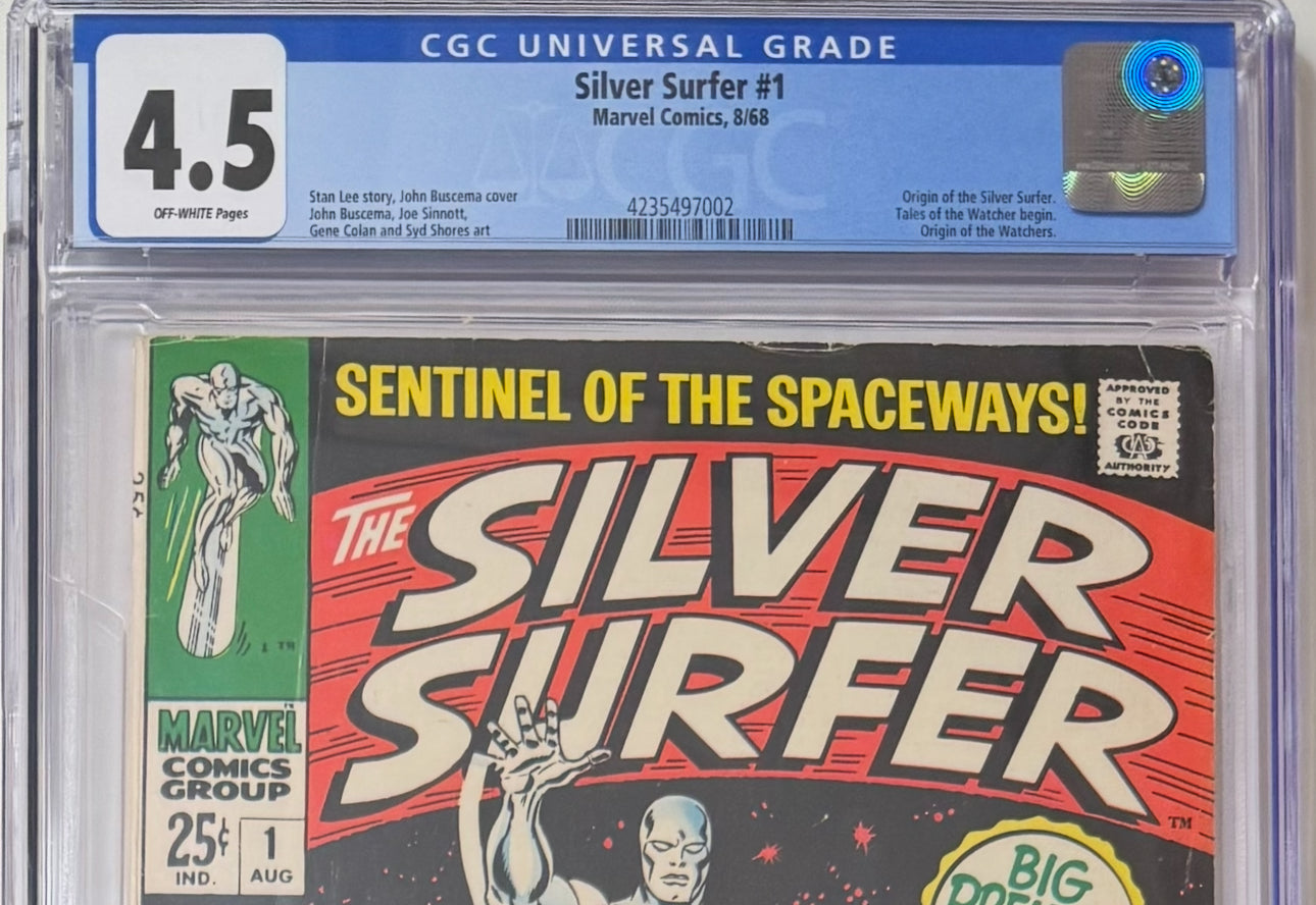 Silver Surfer Vol. 1 #1 "The Origin of the Silver Surfer!" – Marvel Comics 1968 (CGC 4.5, Off-White Pages - Cracked Case!)