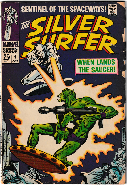 Silver Surfer Vol. 1 #2 "When Lands the Saucer!" – Marvel Comics 1968 (GD/VG) 1st Appearance of Badoon