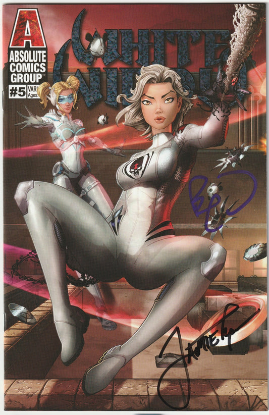 White Widow #5 Kickstarter Chris Ehnot Wrap-Around Connected Cover Silver Holo-Foil 2x Signed COA