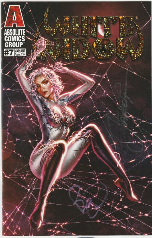 White Widow #7 Felix Leonel Variant Gold Holo-Foil Cover 2x Signed COA