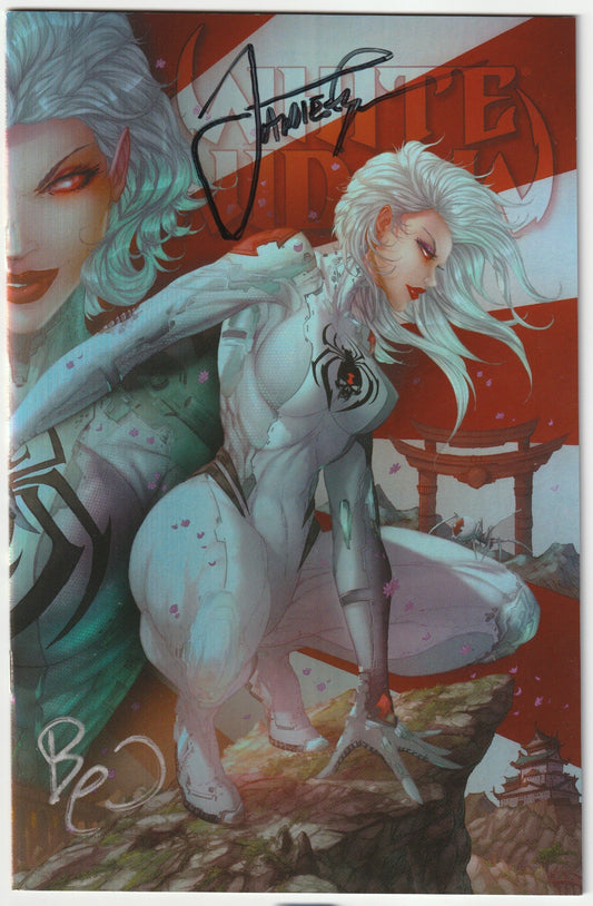 White Widow #7 Retail Metallic Wrap-Around Tyndall Cover 2x Signed COA (Cover A- Black and Grey SIgs)