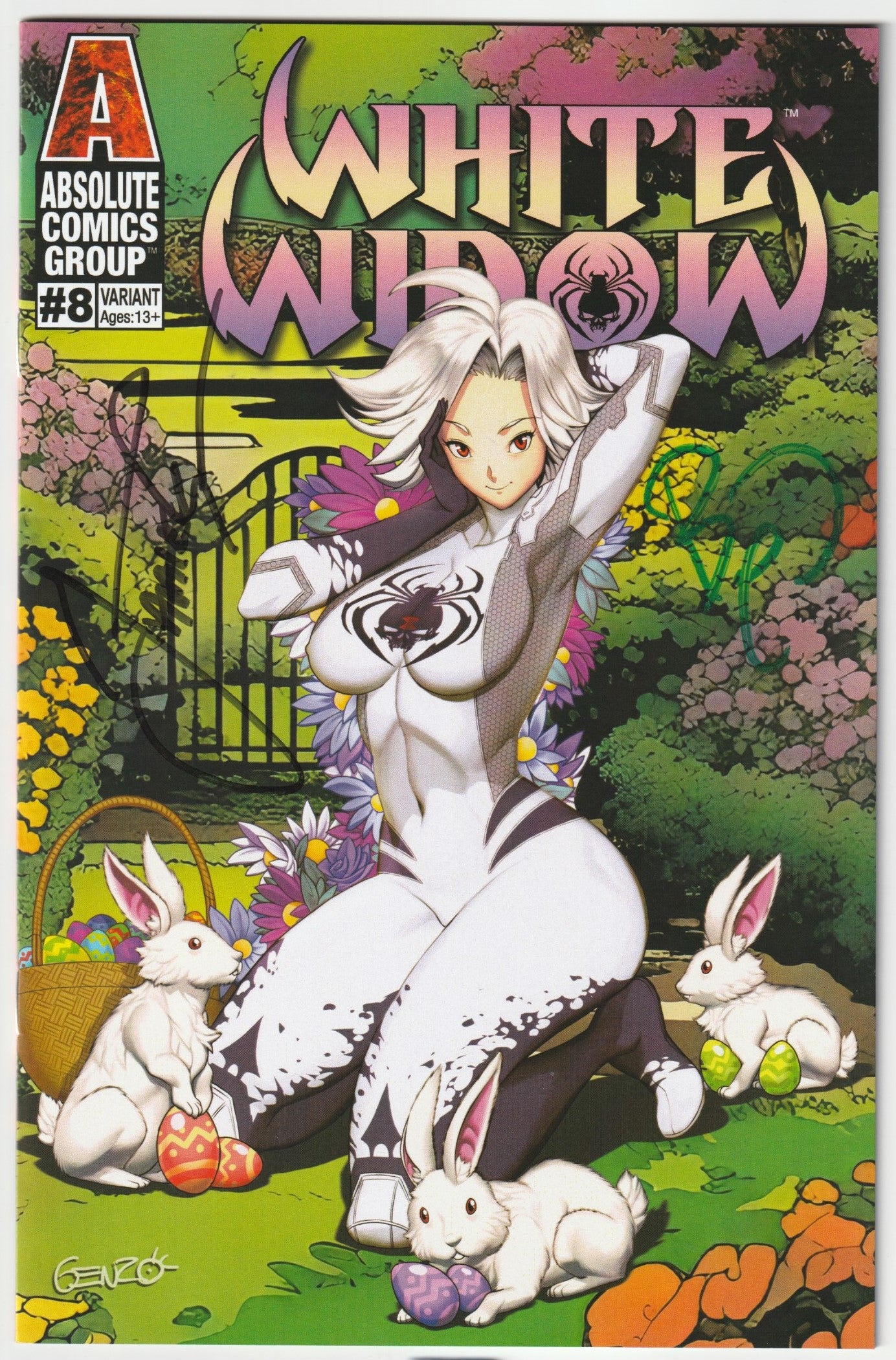 White Widow #8 Easter Egg Hunt Genzoman April 2025 Cover 2x Signed COA