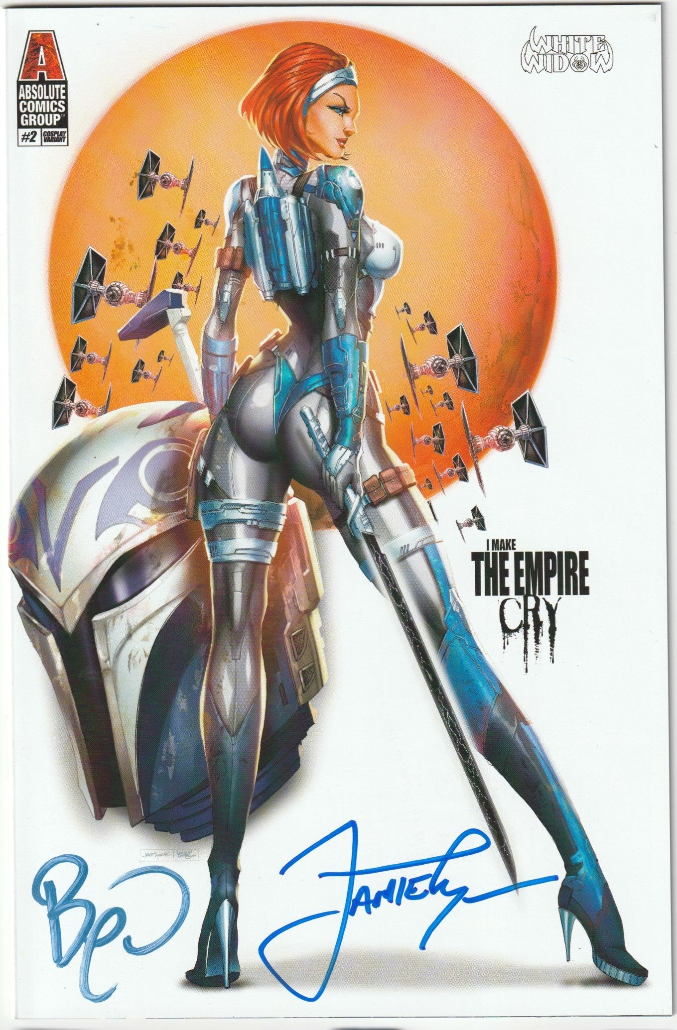 White Widow #2 Bo-Katan Cosplay Signed by Jamie Tyndall – "I Make the Empire Cry" Edition w/COA