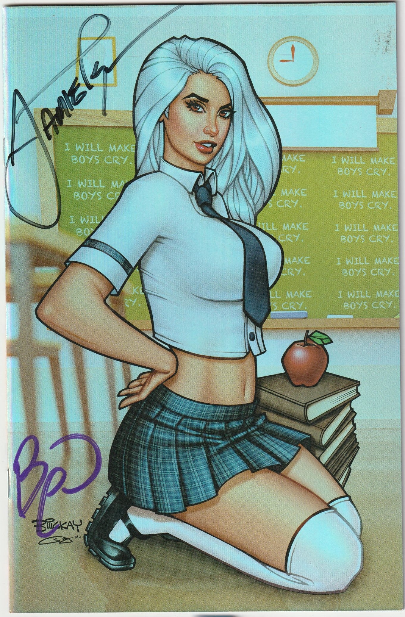 White Widow #5 - I Make Boys Cry Virgin Holo-Foil Kickstarter Edition, 2x Signed by Tyndall & Powell with COA (Copy A- Purple/BLK Sigs)