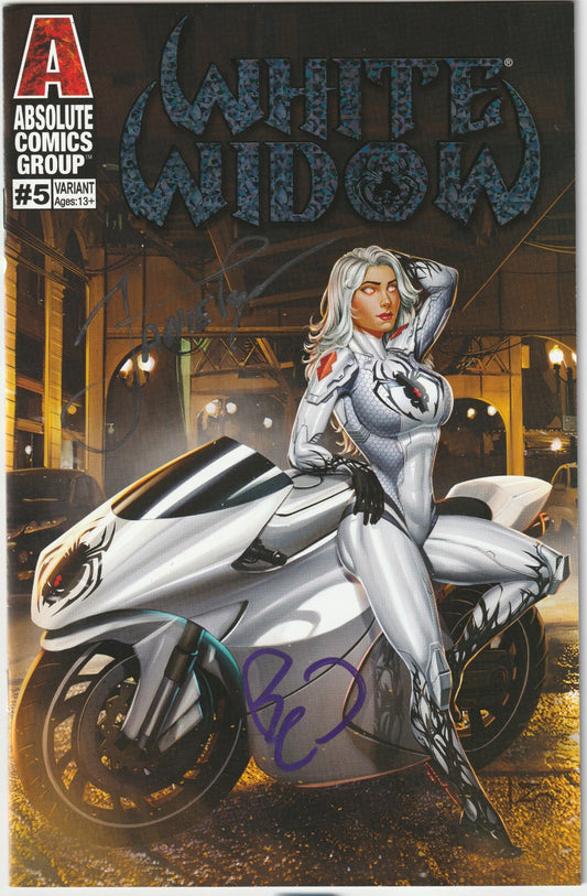 White Widow #5 Kickstarter Izoneto Sousa Silver Holo-Foil 2x Signed COA