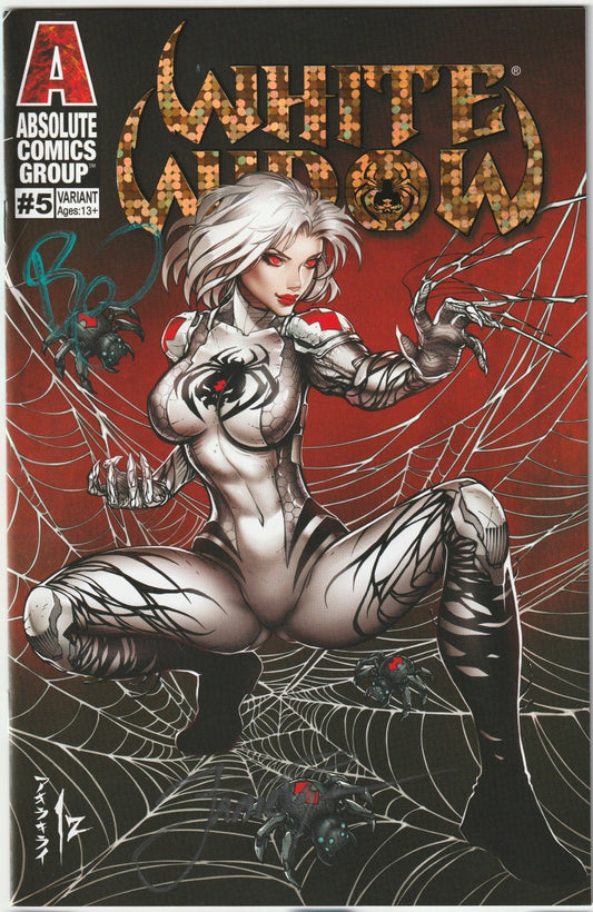 White Widow #5 Kickstarter Izik Bell Gold Holo-Foil 2x Signed COA (Copy B- Blue and Silver Sigs)