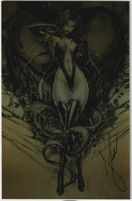 White Widow #2 - 1 of 5 - Gold Metal - Bite Me Virgin Variant - Metal CoA - Signed by Jamie Tyndall