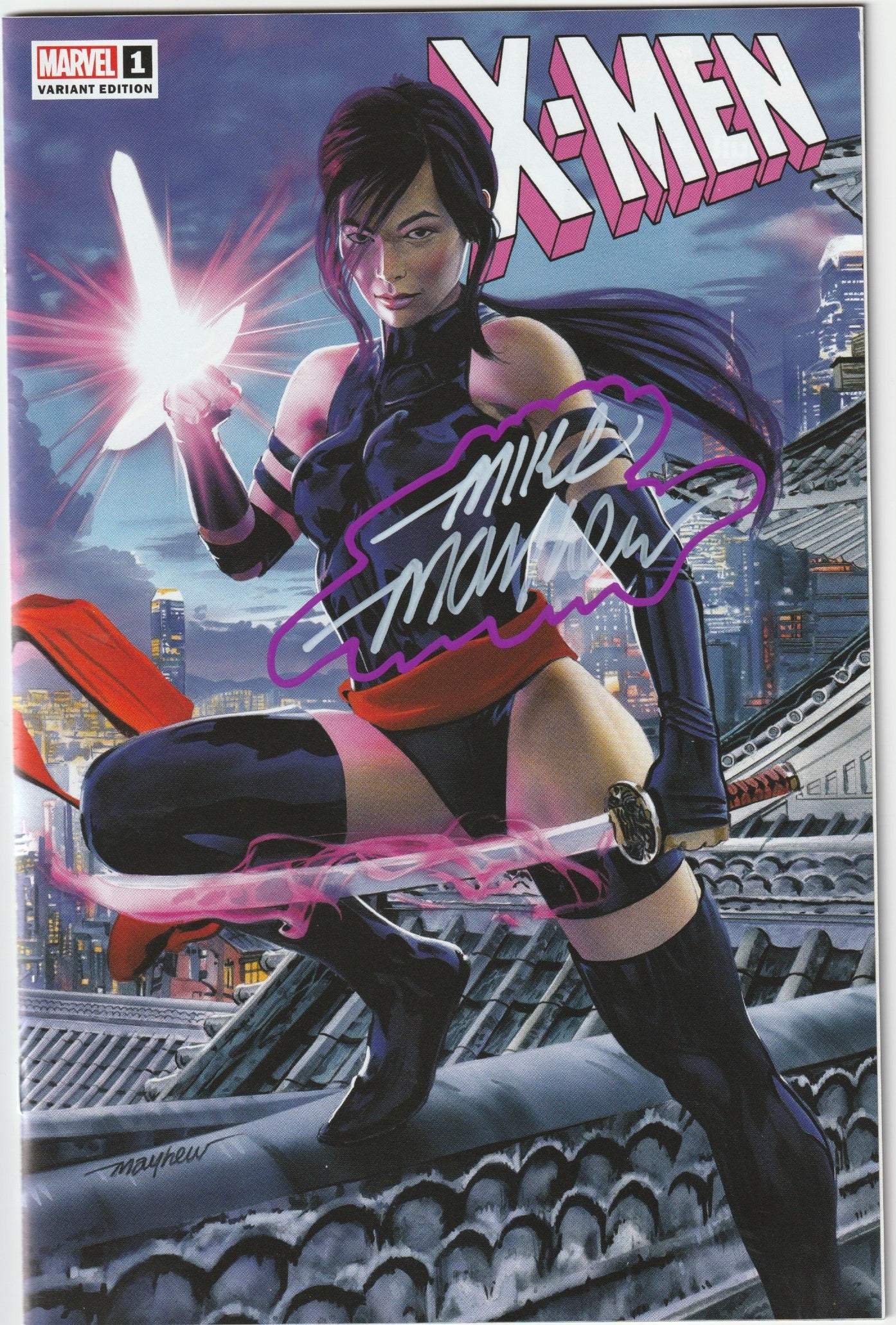 X-Men #1 (2024) Mike Mayhew Psylocke Variant Signed & Exclusive Remark with COA (NM/NM-)