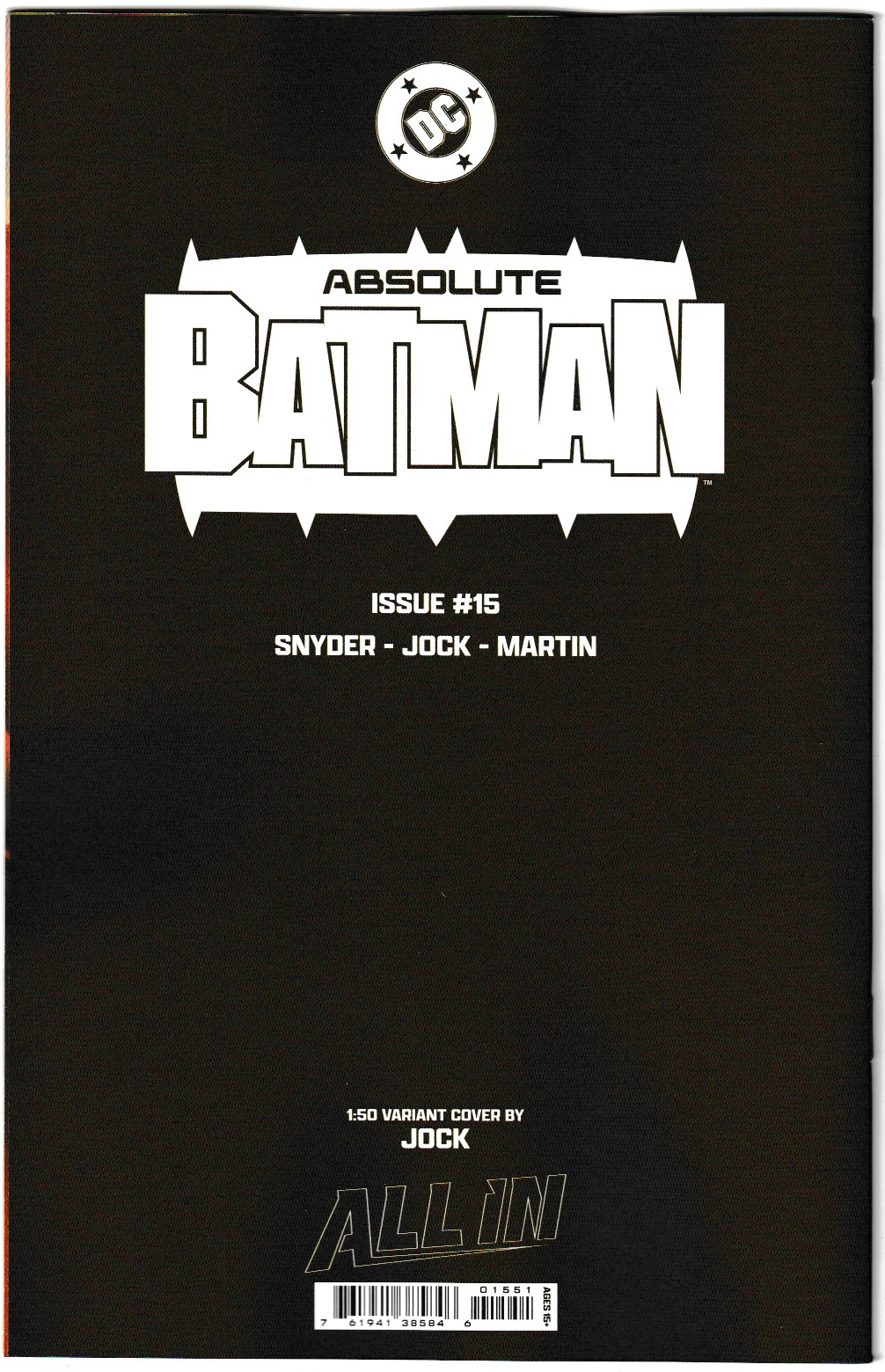 Absolute Batman #15 - 1st Print, Cover F 1:50 Incentive Jock Virgin Card Stock Variant