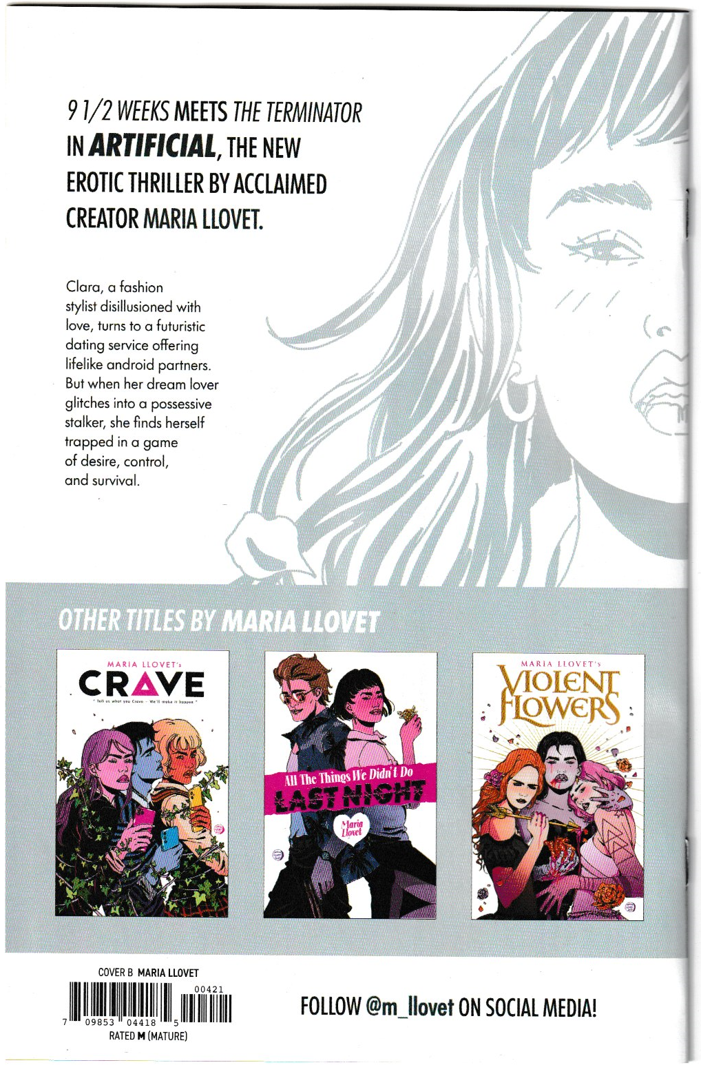 Artificial #4 (of 4) Cover B Maria Llovet 1:10 Black and White Variant (MatureReaders) Image Comics 2025