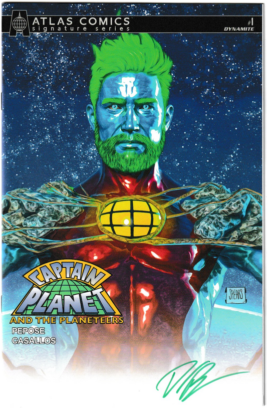 Captain Planet #1 Cover H Mark Spears Atlas Edition Signed by David Pepose with publisher COA (Dynamite Entertainment, 2025) (NM/NM+)