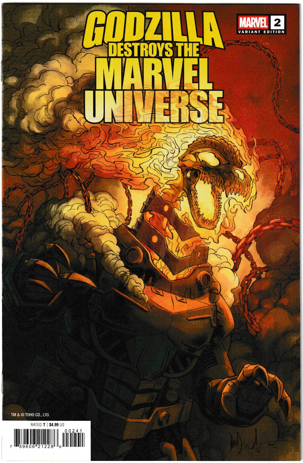 Godzilla Destroys the Marvel Universe #2 Dave Wachter Marvelized Mecha-Ghost Riderzilla Variant (Marvel Comics, 2025)