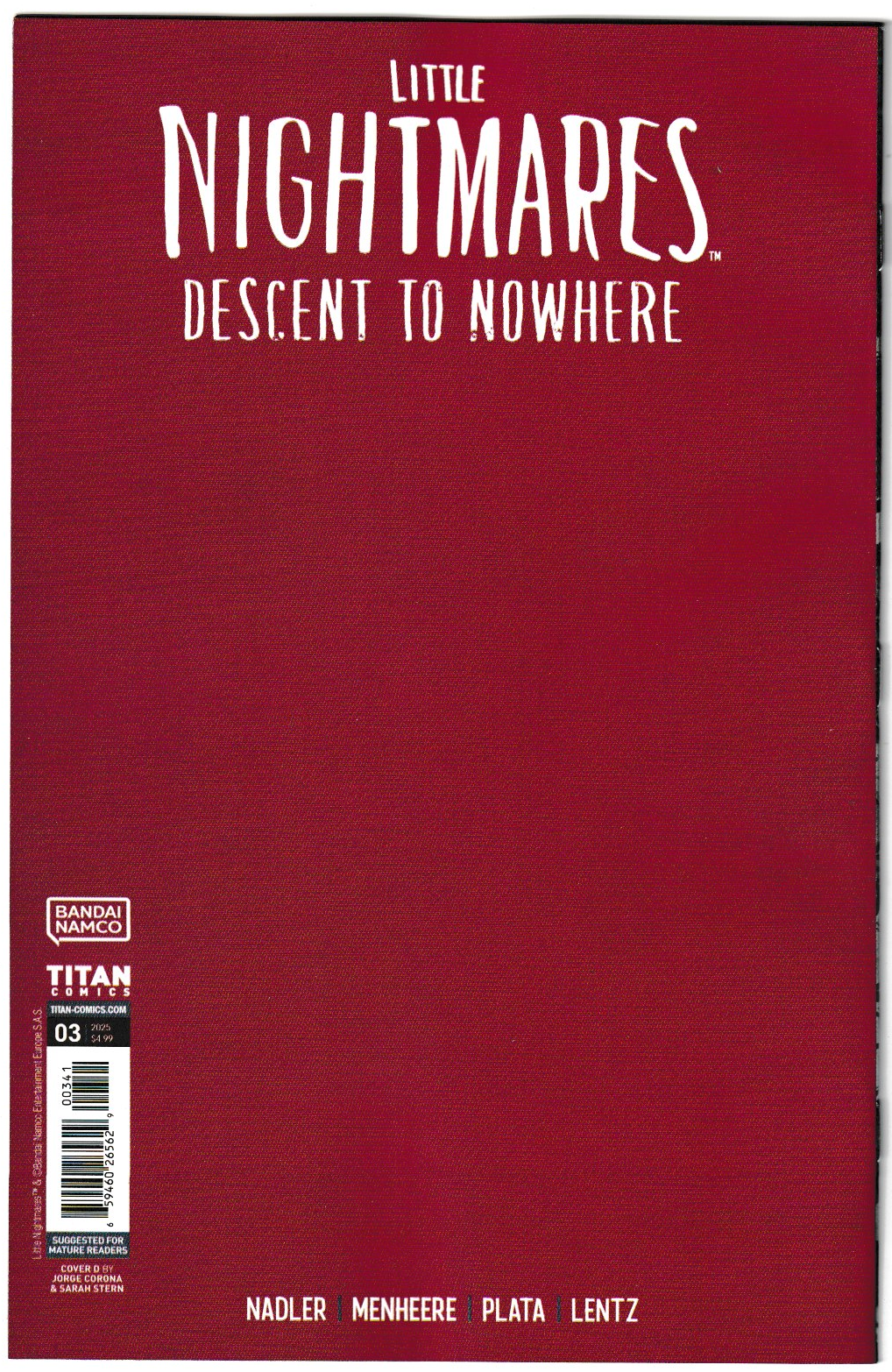 LITTLE NIGHTMARES DESCENT TO NOWHERE #3 (OF 4) Cvr D Jorge Corona Virgin (MR) 1st Print