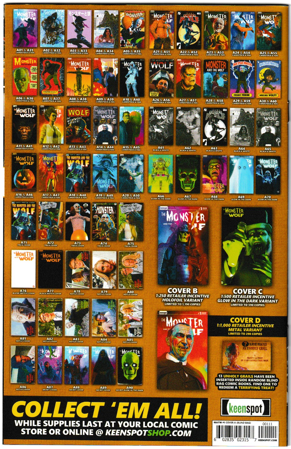 Mark Spears Monsters: The Monster & The Wolf #1 Cover A14 Variant - Print Run of 9,600