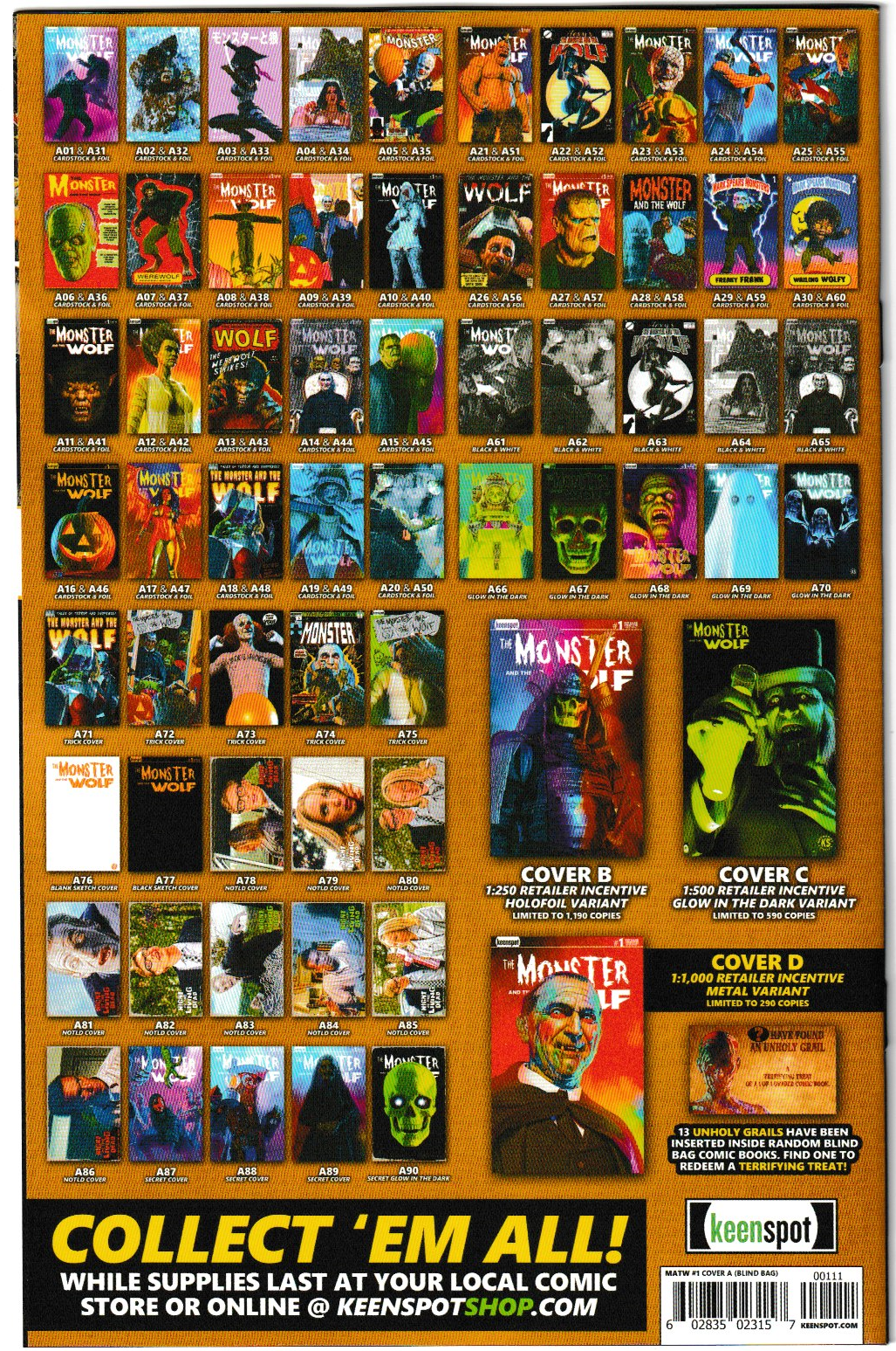 Mark Spears Monsters: The Monster & The Wolf #1 Cover A15 Variant - Print Run of 9,600
