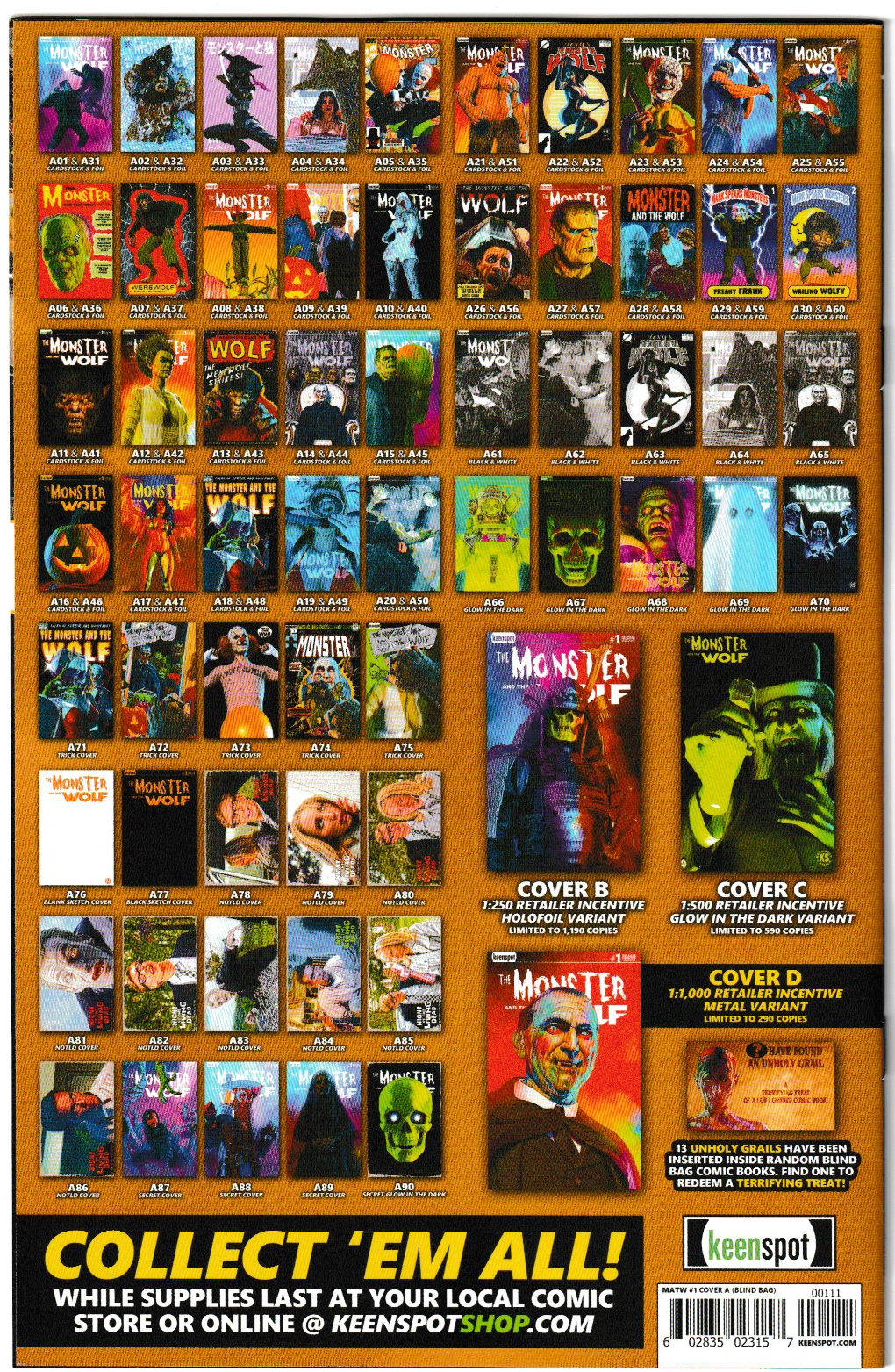 Mark Spears Monsters: The Monster & The Wolf #1 Cover A21 Variant - Print Run of 9,600