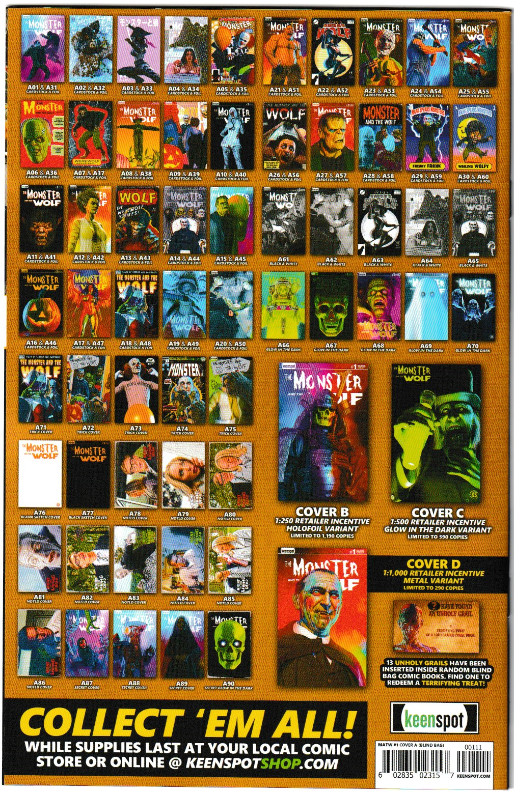Mark Spears Monsters: The Monster & The Wolf #1 Cover A23 Variant - Print Run of 9,600