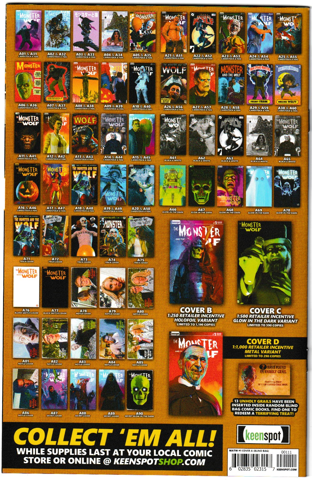 Mark Spears Monsters: The Monster & The Wolf #1 Cover A29 Variant - Print Run of 9,600
