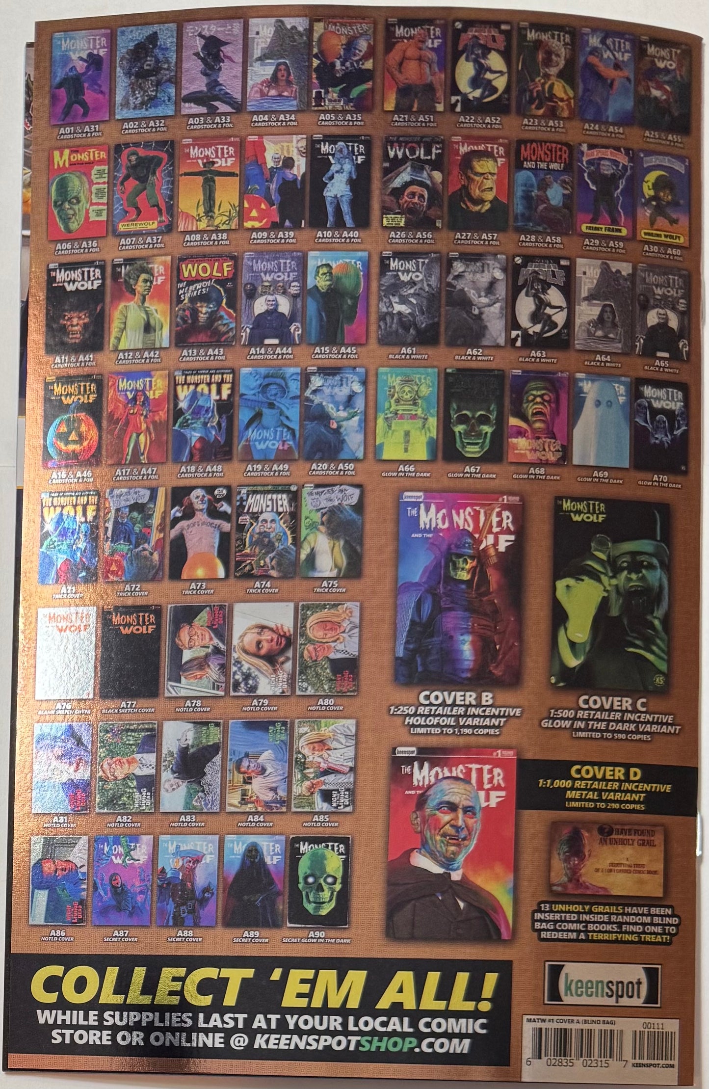 Mark Spears Monsters: The Monster & The Wolf #1 Cover A31 Foil Variant - Print Run of 833