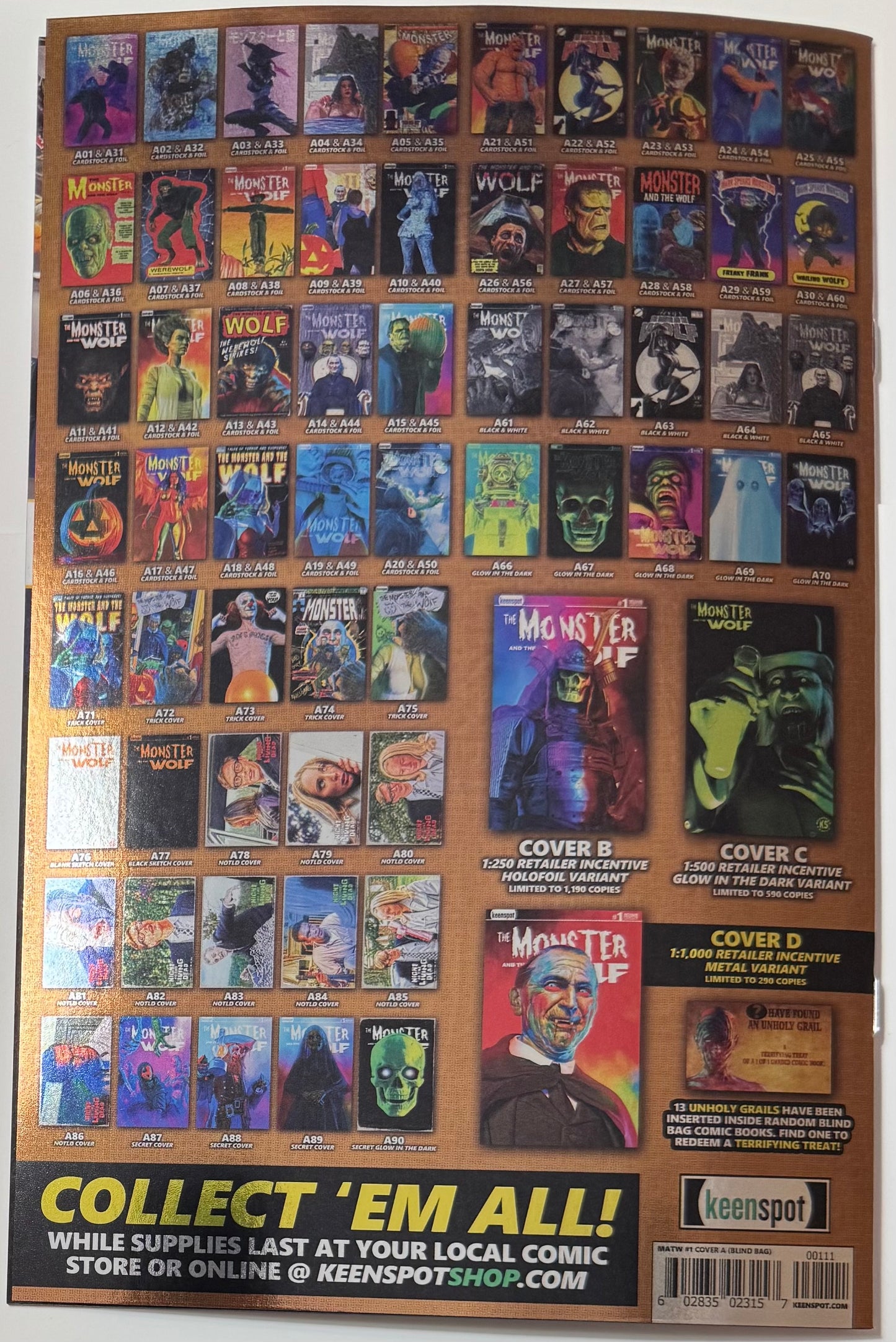 Mark Spears Monsters: The Monster & The Wolf #1 Cover A33 Foil Variant - Print Run of 833