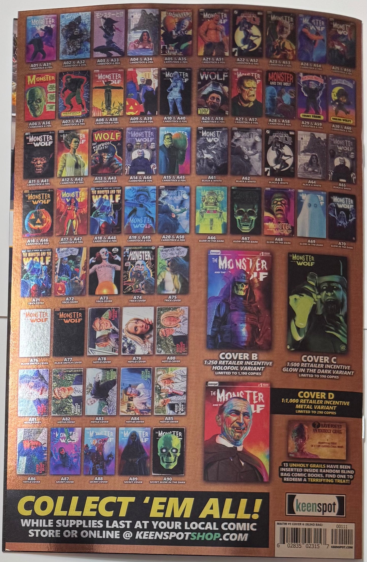 Mark Spears Monsters: The Monster & The Wolf #1 Cover A37 Foil Variant - Print Run of 833