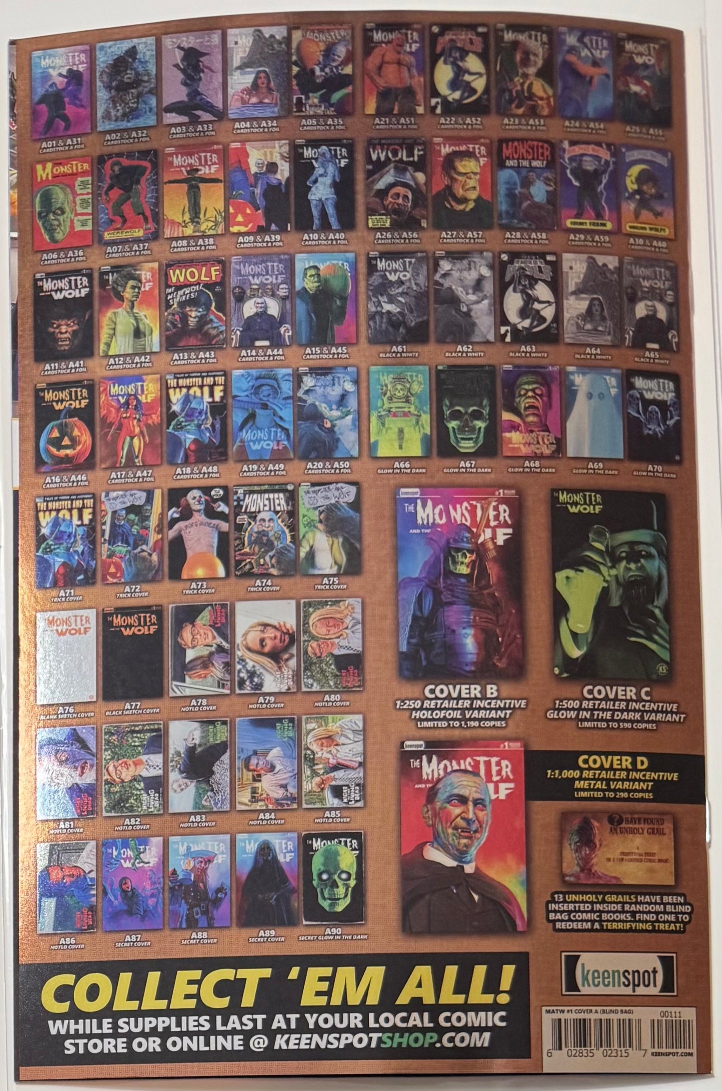Mark Spears Monsters: The Monster & The Wolf #1 Cover A38 Foil Variant - Print Run of 833
