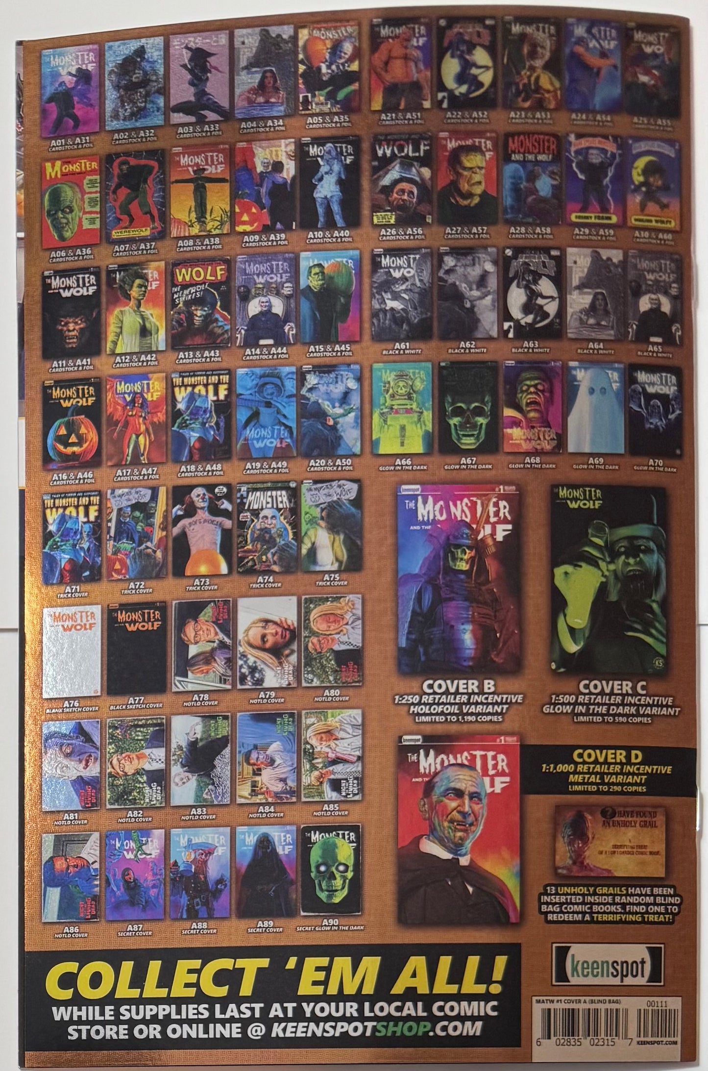 Mark Spears Monsters: The Monster & The Wolf #1 Cover A39 Foil Variant - Print Run of 833