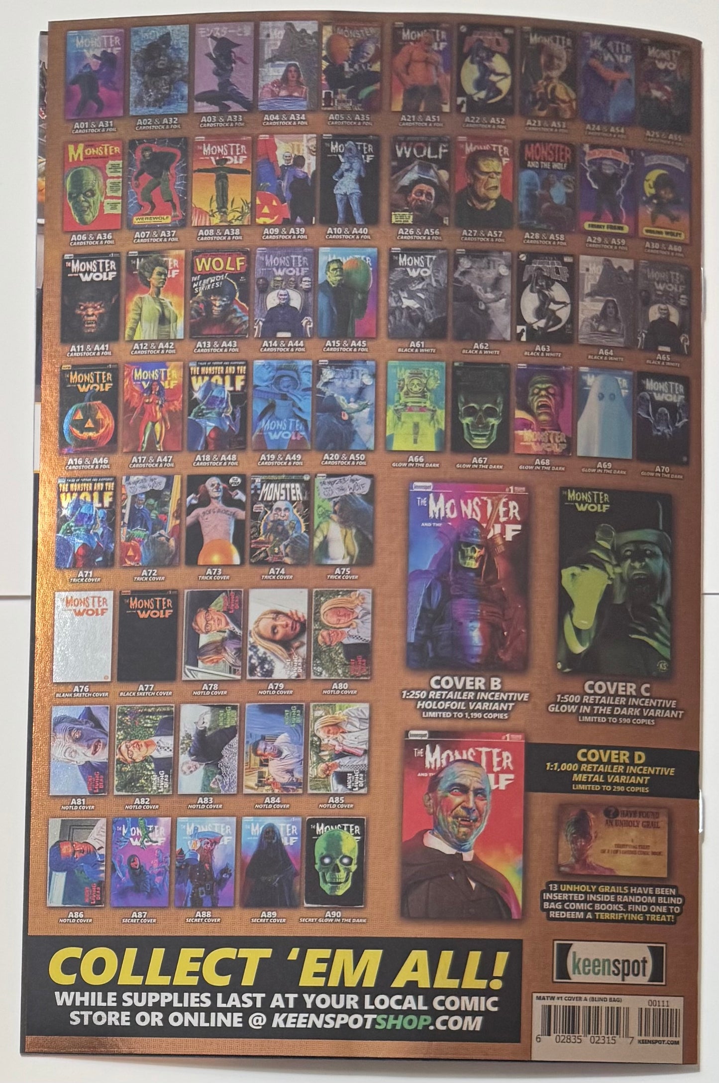 Mark Spears Monsters: The Monster & The Wolf #1 Cover A41 Foil Variant - Print Run of 833
