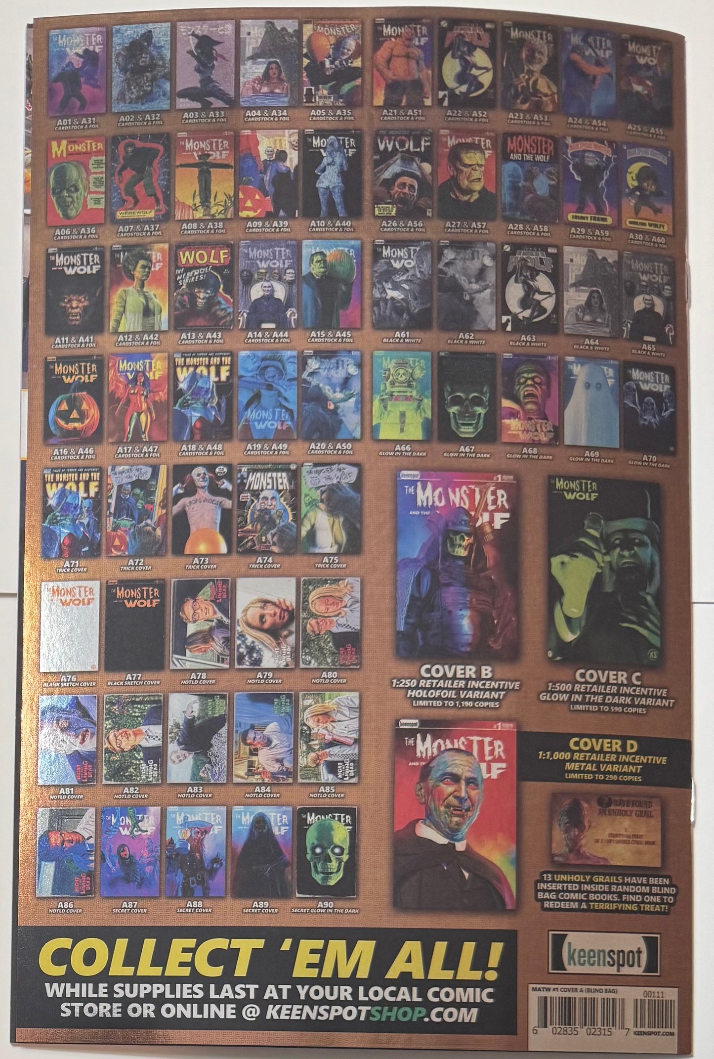 Mark Spears Monsters: The Monster & The Wolf #1 Cover A42 Foil Variant - Print Run of 833