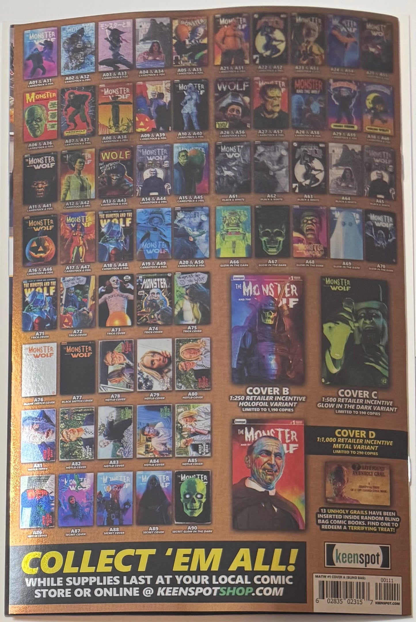 Mark Spears Monsters: The Monster & The Wolf #1 Cover A43 Foil Variant - Print Run of 833