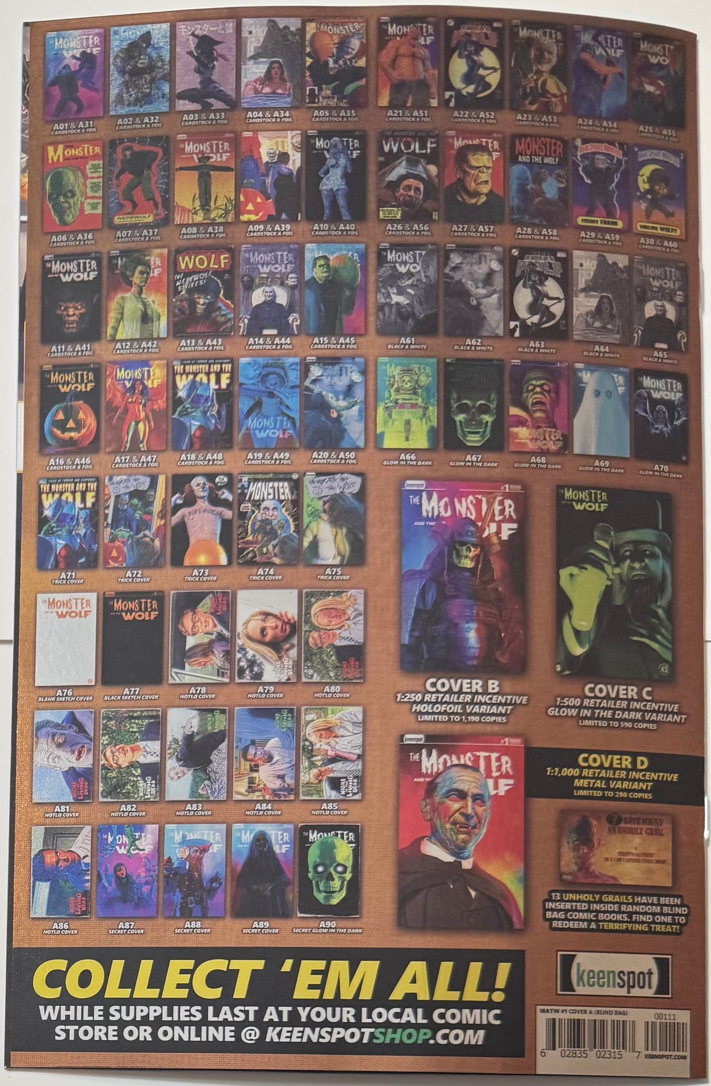 Mark Spears Monsters: The Monster & The Wolf #1 Cover A45 Foil Variant - Print Run of 833
